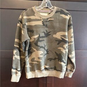 TNA Green and Brown Crewneck Sweater with Camouflage Design